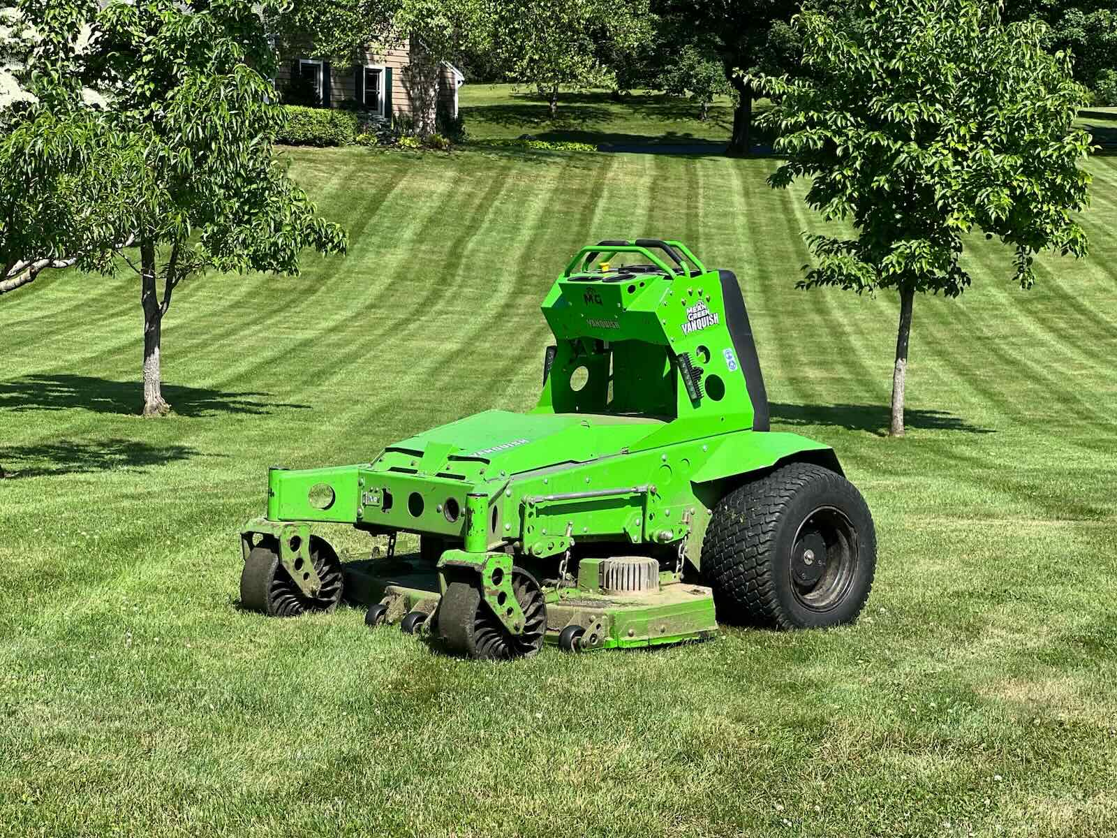 Lawn Mowing Service – Greenland NH Electric lawn mowing service maintaining residential lawn in Greenland NH