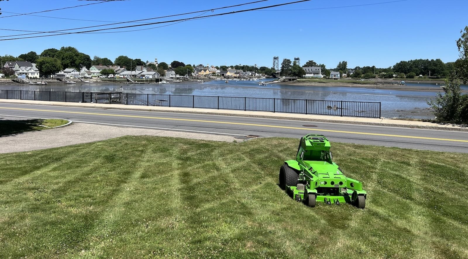 Eco-friendly electric lawn mowing service in New Castle NH